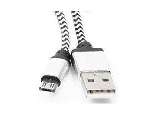 [кабели] Gembird Кабель USB 2.0 Cablexpert CC-mUSB2sr1m, AM/microBM 5P, 1м, нейлоновая оплетка, алюминиевые разъемы, серебристый, пакет
