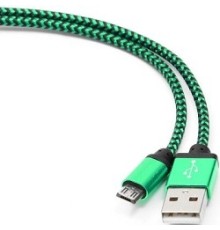 Gembird Кабель USB 2.0 Cablexpert CC-mUSB2gn1m, AM/microBM 5P, 1м, нейлоновая оплетка, алюминиевые разъемы, зеленый, пакет