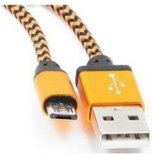 Gembird Кабель USB 2.0 Cablexpert CC-mUSB2oe1m, AM/microBM 5P, 1м, нейлоновая оплетка, алюминиевые разъемы, оранжевый, пакет
