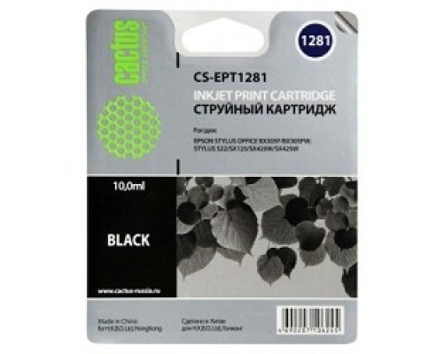 [расходные материалы] Cactus T1281 Картридж для EPSON Stylus S22/SX125/SX130/SX420W/Office BX305F черный, 10мл 