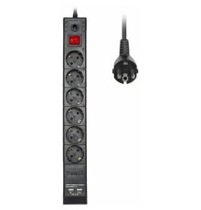 BURO Сетевой фильтр, 6 розеток, 1.8 метров (BURO BU-SP1.8_USB_2A-B), черный (коробка) {992310}