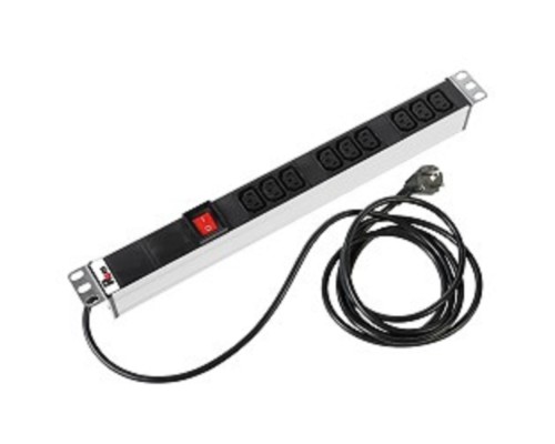 [Аксессуар] REM Блок розеток Rem-16 с выкл., 9 IEC 60320 C13, 16A, алюм., 19