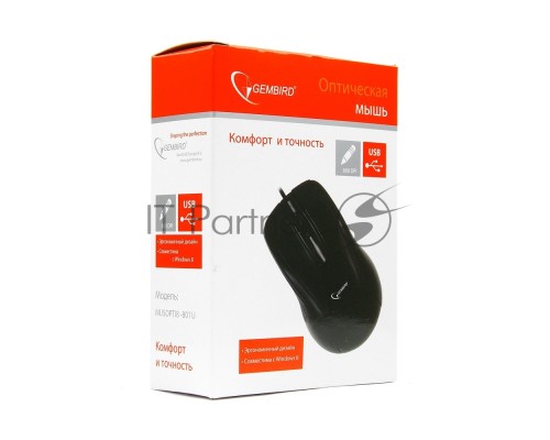 Мышь Gembird MUSOPTI8-801U Black, USB, 800DPI 