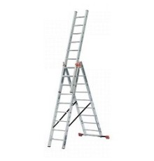 СИБИН Лестница универсальная, трехсекционная со стабилизатором, 11 ступеней [38833-11]