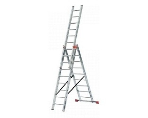 [Лестницы, стремянки] Лестница СИБИН универсальная, трехсекционная со стабилизатором, 8 ступеней [38833-08]