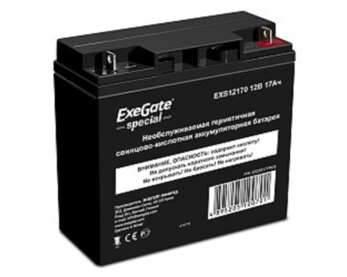 [батареи] Exegate ES255177RUS Аккумуляторная батарея DTM 1217 (12V 17Ah, клеммы F3 (болт М5 с гайкой))