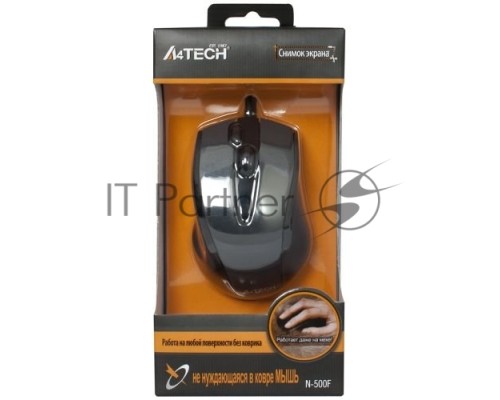 Мышь проводная A4Tech N-500F серый глянец/черный, 1200 dpi, USB, кнопки - 4
