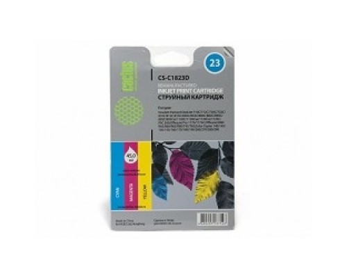[расходные материалы] CACTUS C1823D Картридж струйный CS-C1823D №23 голубой/пурпурный/желтый для HP DJ 712c/720c/722c/810/812c/815c/830C/832C (39мл)