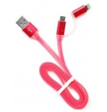 Cablexpert Кабель USB 2.0 CC-mAPUSB2pk1m, AM/microBM 5P - iPhone lightning, 1м, комбо кабель, алюминиевые разъемы, розовый, блистер