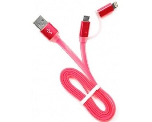 [кабели] Cablexpert Кабель USB 2.0 CC-mAPUSB2pk1m, AM/microBM 5P - iPhone lightning, 1м, комбо кабель, алюминиевые разъемы, розовый, блистер