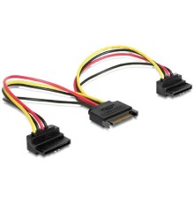 Gembird/Cablexpert Кабель питания SATA, 15см, 15pin (M)/2x15pin(F) на 2 SATA устройства, угловой разъем (CC-SATAM2F-02)