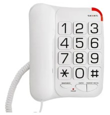 TEXET TX-201 белый { проводной, повторный набор номера, кнопка выключения микрофона, регулятор громкости звонка, белый}