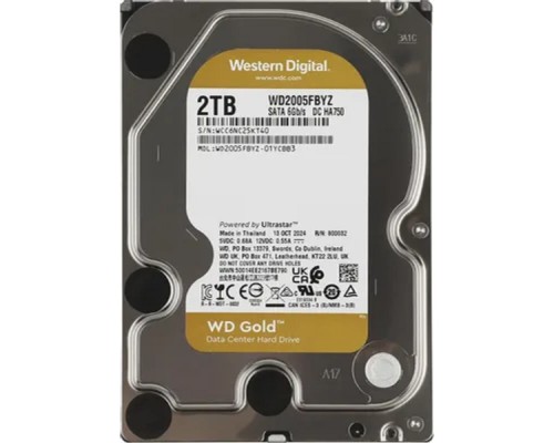 [Жесткий диск] 2TB WD Gold  (WD2005FBYZ) {SATA III 6 Gb/s, 7200 rpm, 128Mb buffer}