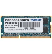 Patriot DDR3 SODIMM 8GB PSD38G16002S (PC3-12800, 1600MHz, 1.5V)
