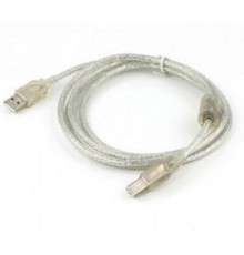 Cablexpert Кабель USB 2.0 Pro, AM/BM, 2м, экран, 2 феррит.кольца, прозрачный (CCF-USB2-AMBM-TR-2M)