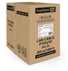 Exegate EX256745RUS Кабель UTP 2 пары кат.5e Exegate CCA, 24AWG, бухта 305м, серый, PVC