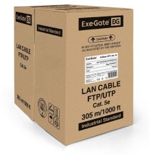 Exegate EX256749RUS Кабель UTP 4 пары кат.5e Exegate 100% медь, 24AWG, внешн. прокладка, без троса, бухта 305м, черн., PE