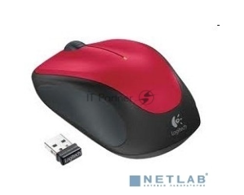 Мышь беспроводная Logitech M235 красный, 1000 dpi, радиоканал, USB, кнопки - 3