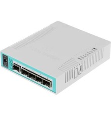 MikroTik CRS106-1C-5S Коммутатор L2 Cloud Router Switch with QCA8511 400MHz CPU, 128MB RAM, 1x Combo port (Gigabit Ethernet or SFP), 5 x SFP