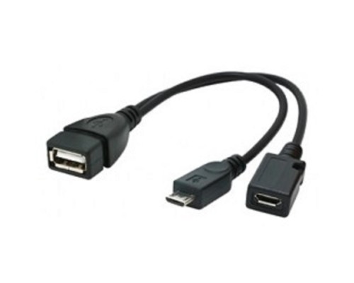 [кабели] Cablexpert Кабель USB 2.0 OTG USBAF/MicroBM, 0.15м, с доп питанием, пакет (A-OTG-AFBM-04)