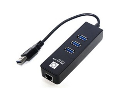 [кабели] 5bites Сетевой адаптер UA3-45-04BK USB3.0 сетевая карта / 3*USB3.0 / RJ45 1G / BLACK