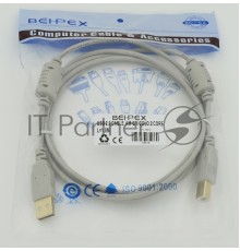 Кабель USB 2.0 Gold 2/Core Am-Bm /Экран 2x ферритовых фильтра 1.8м