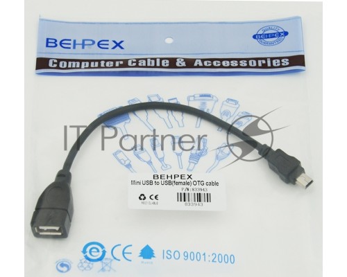 Кабель USB Behpex OTG USB(f)/miniUSB (0.2м)