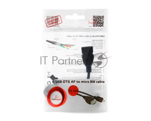Кабель Gembird/Cablexpert A-OTG-AFBM-001 AF/MicroBM, Кабель USB 2.0 OTG  , 0.15м, пакет 