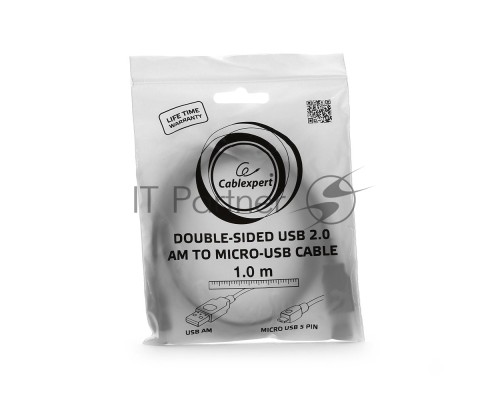 Кабель Gembird/Cablexpert CC-mUSB2D-1M,  Кабель USB 2.0 , мультиразъем USB, AM/microB 5P, 1м, пакет 