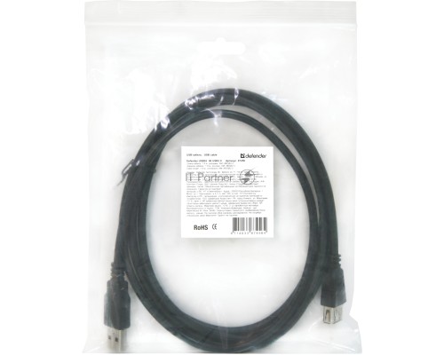 Кабель Defender USB 2.0USB02-06 ,AM-AF 1.8м, PolyBag, (87456)