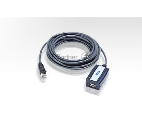 Кабель удлинитель активный(с усилителем) USB 2.0 AM/AF 5m, ATEN UE250-AT, 4 pin, опрессованный, серый