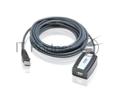 Кабель удлинитель активный(с усилителем) USB 2.0 AM/AF 5m, ATEN UE250-AT, 4 pin, опрессованный, серый