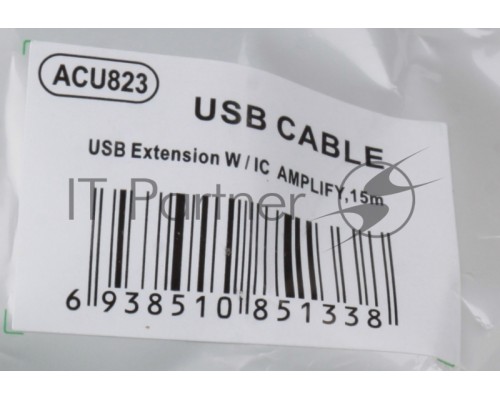 Кабель удлинитель Aopen активный ACU823-15M , USB2.0-repeater AM/AF 15м  