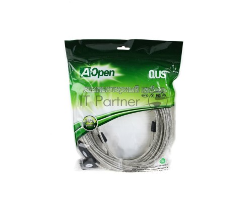 Кабель-адаптер Aopen/Qust USB2.0-repeater, удлинительный активный <Am-->Af> 20м (ACU823-20M) 6938510851345