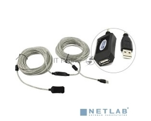 Кабель-адаптер Aopen/Qust USB2.0-repeater, удлинительный активный <Am-->Af> 20м (ACU823-20M) 6938510851345