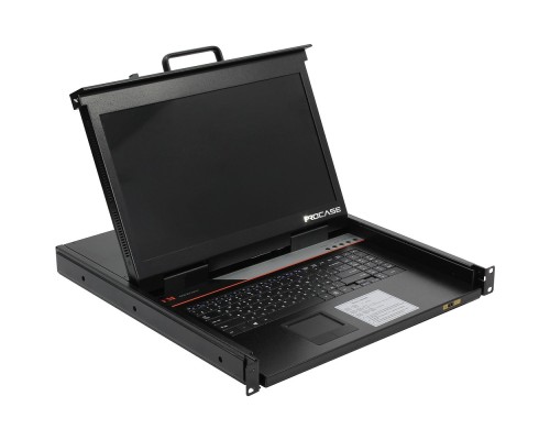 [консоли] ProCase E1708HD Консоль однорельсовая , КВМ 8 порт, LCD 17', single rail console KVM 8 port, LCD D-Sub, USB, разрешение 1920*1080, 8 кабелей