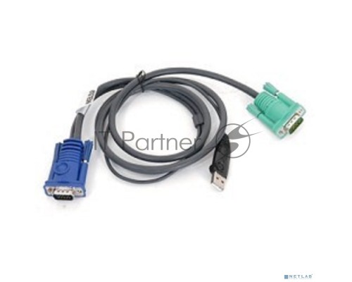 Шнур, мон+клав+мышь USB ATEN, SPHD15=>HD DB15+USB A-Тип, Male-2xMale,  8+4 проводов, опрессованный,   1.8 метр., черный, (2L-5202U)