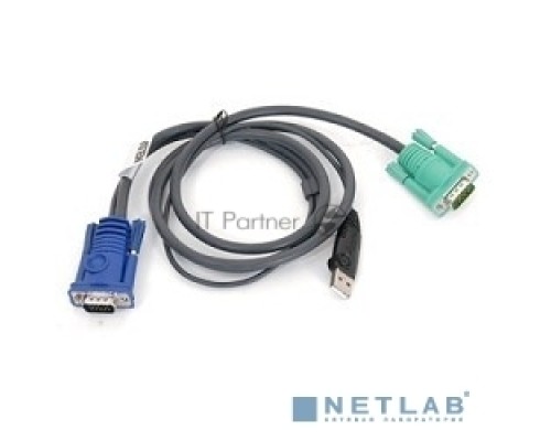 Шнур, мон+клав+мышь USB ATEN, SPHD15=>HD DB15+USB A-Тип, Male-2xMale,  8+4 проводов, опрессованный, 3 метр., черный, (2L-5203U)