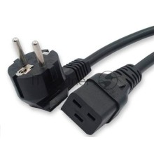 Кабель питания Hyperline PWC-IEC19-SHM-3.0-BK (Shucko+C19) (3x1.5), 3м