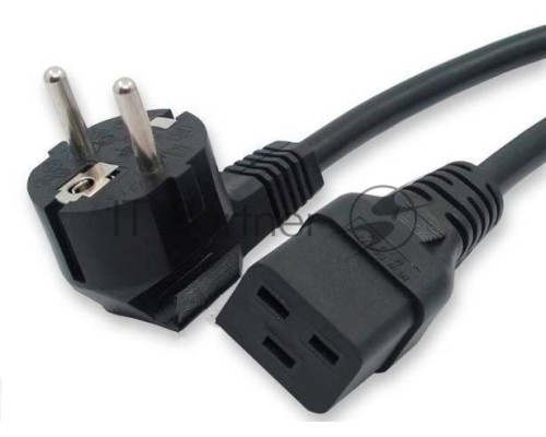 Кабель питания Hyperline PWC-IEC19-SHM-3.0-BK (Shucko+C19) (3x1.5), 3м