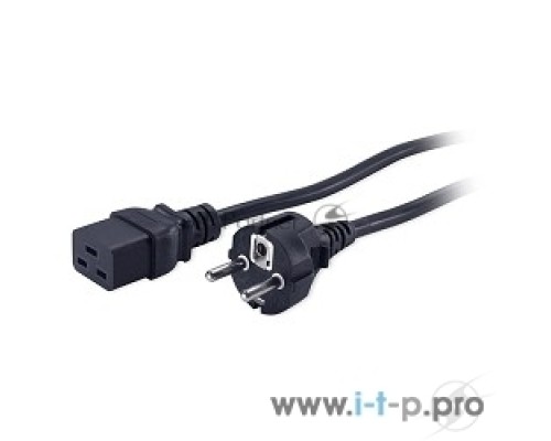 Кабель питания Hyperline PWC-IEC19-SHM-3.0-BK (Shucko+C19) (3x1.5), 3м
