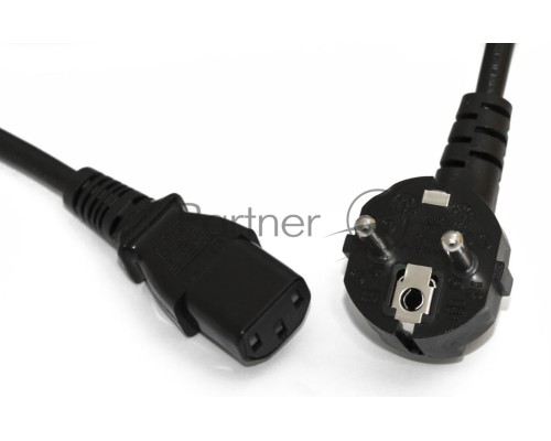 Кабель питания компьютера Hyperline PWC-IEC13-SHM-5.0-BK (Shucko+C13) (3x1.00), 10A, угловая вилка, 5 м