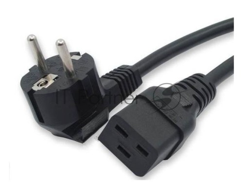 Кабель питания Hyperline PWC-IEC19-SHM-1.8-BK (Shucko+C19) (3x1.5), 1.8м
