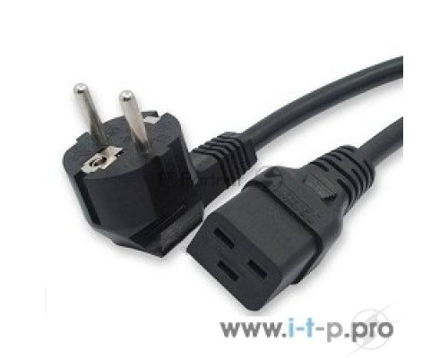 Кабель питания Hyperline PWC-IEC19-SHM-1.8-BK (Shucko+C19) (3x1.5), 1.8м