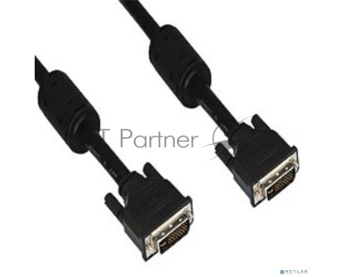 Кабель VCOM DVI<-->DVI Dual Link (25M-25M), 3m, 2 фильтра, позолоченные контакты