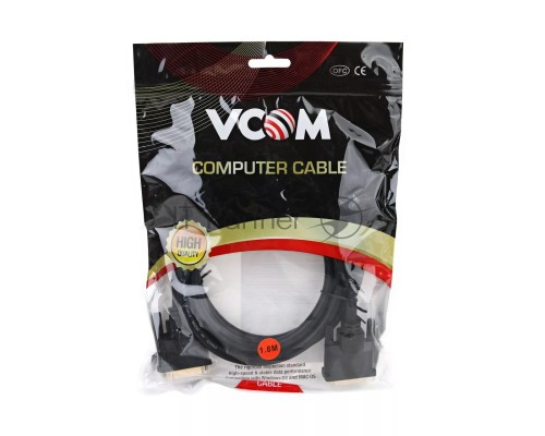 Кабель DVI 1.8м VCOM DVI-DVI Dual Link 25M-25M, 2 фильтра, VDV6300-1.8M