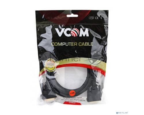 Кабель DVI 1.8м VCOM DVI-DVI Dual Link 25M-25M, 2 фильтра, VDV6300-1.8M