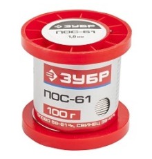 Припой ЗУБР, ПОС 61, проволока, 100г, 1мм [55450-100-10]