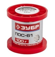 ЗУБР Припой, ПОС 61, проволока, 100г, 2мм [55450-100-20]