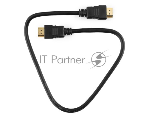 Кабель HDMI Cablexpert CC-HDMI4-0.5M, 19M/19M, v2.0, медь, позол.разъемы, экран, 0.5м, черный, пак
